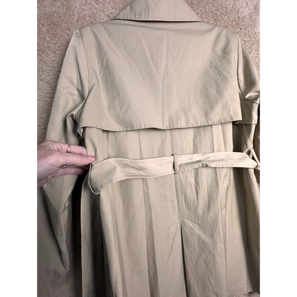 The Limited Y2K Beige Double Breasted Trench Coat Women's Sz L Rain flap Lined - Picture 16 of 16
